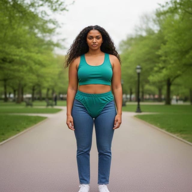 Flux 2 Flash: teal top transferred, jeans kept