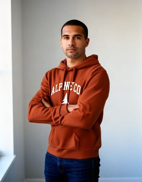 FASHN Try-On v1.6: hoodie copied with the arms still crossed; one run doubled a sleeve into a dark fold