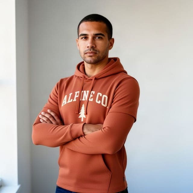 Flux 2 Turbo: hoodie copied with the arms still crossed; short sleeves in 1 of 3 runs