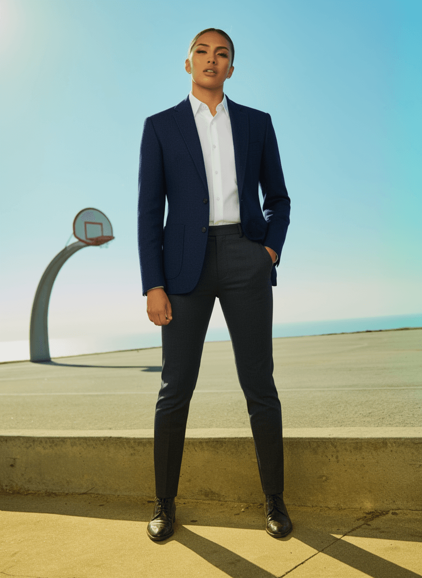 Résultat OutfitGen avec blazer bleu marine